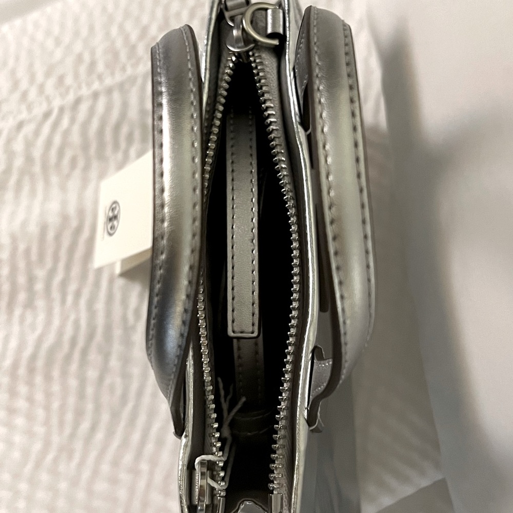 Tory Burch ella nylon mini tote crossbody silver - Picture 4 of 5